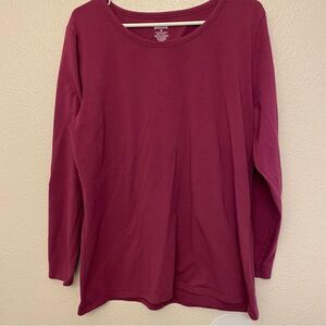 Duluth Trading crewneck long sleeve No-Yank Long Sleeve Scoopneck pink purple-1X